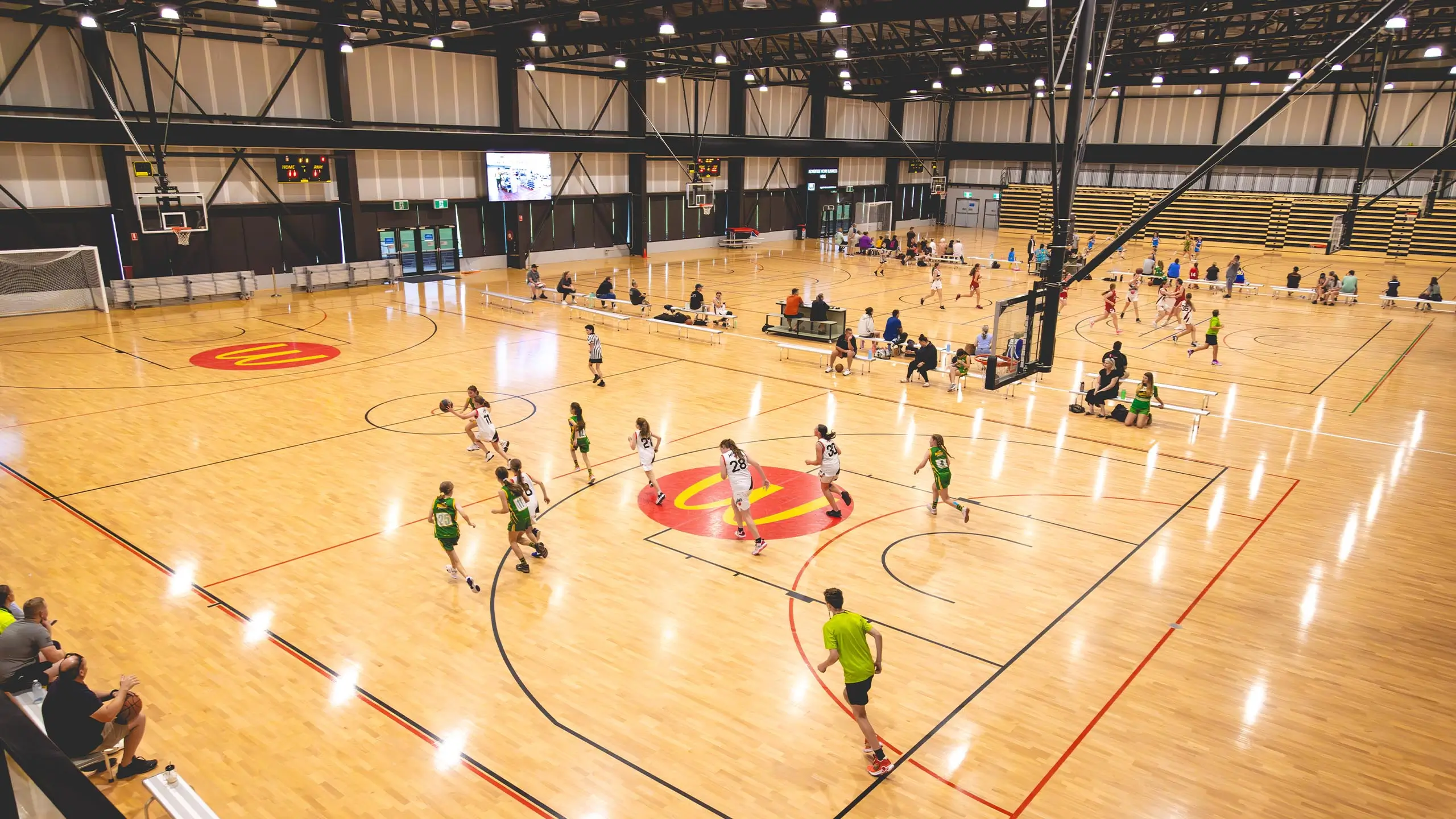 basketball being played indoors