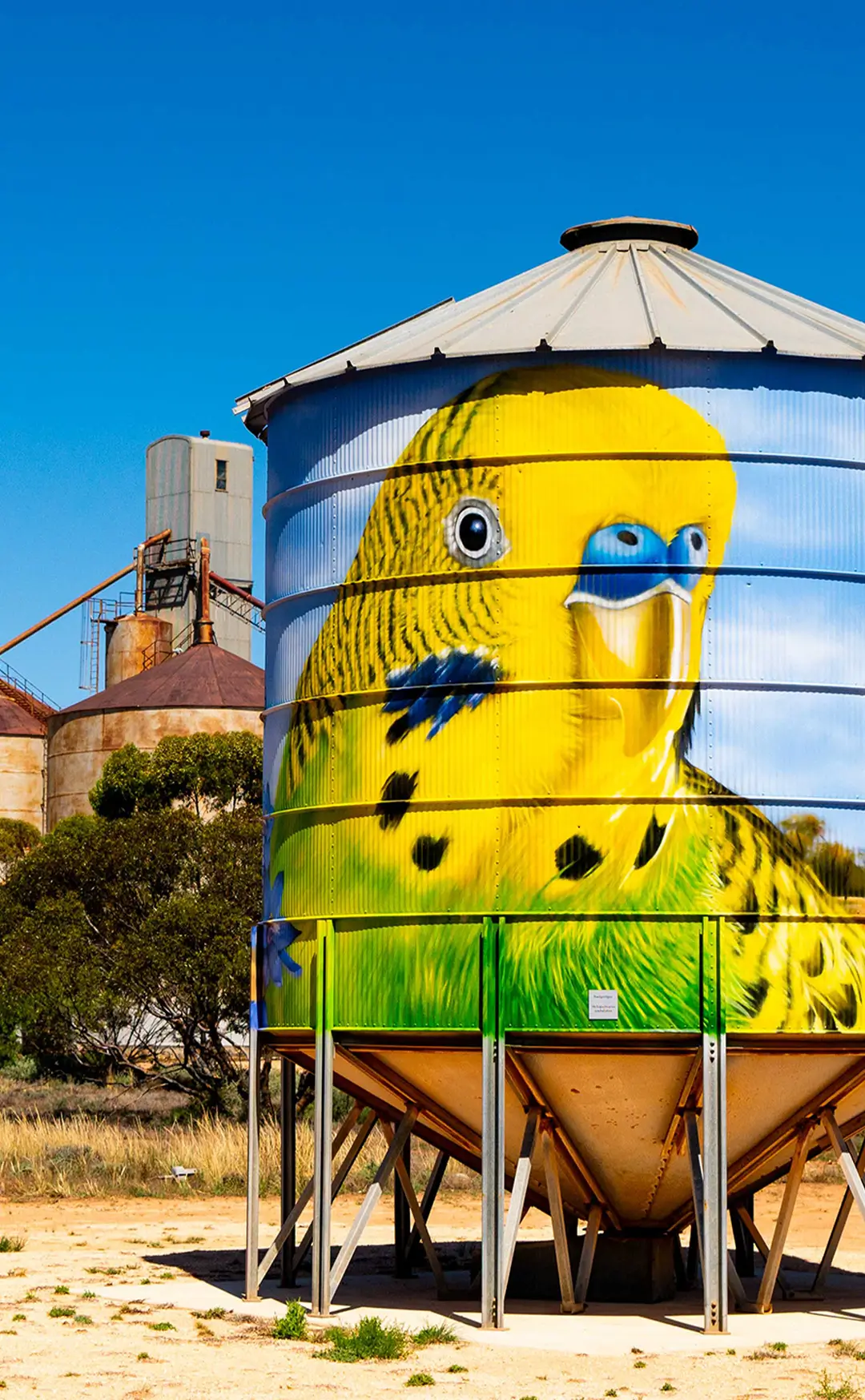 A silo artwork featuring a canary.